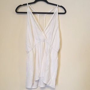 Large white tank top with lace detail